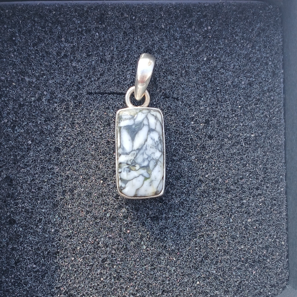 Pinolith Jasper And Silver Pendant